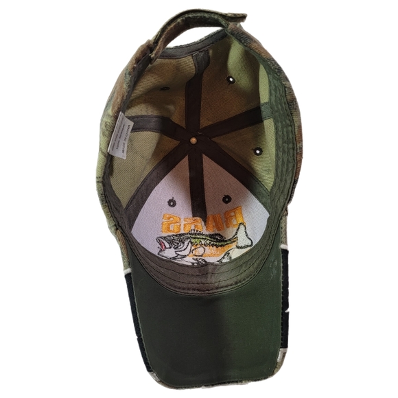 Bass Boss Camouflage Flames Embroidered Bass Fish One Size Fits All Baseball Cap - Picture 6 of 7